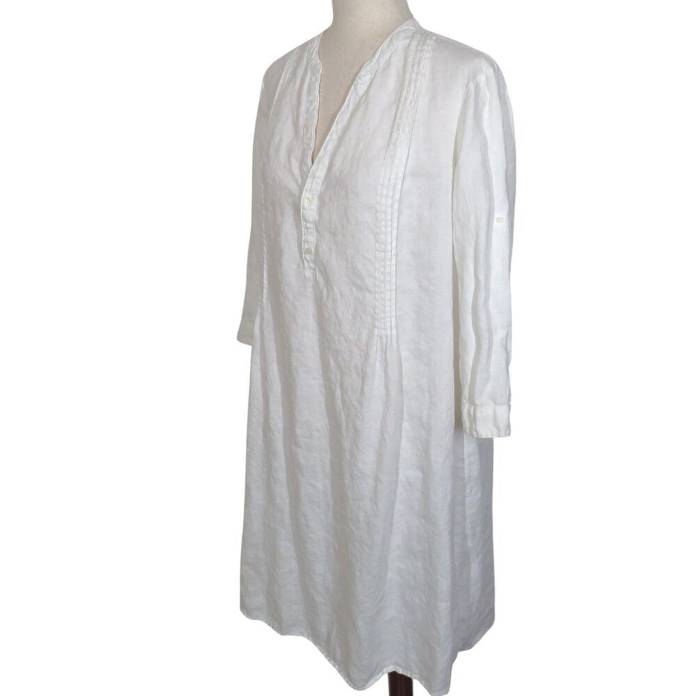 United Colors Of Benetton White Linen Dress Size Large - Picture 2 of 7